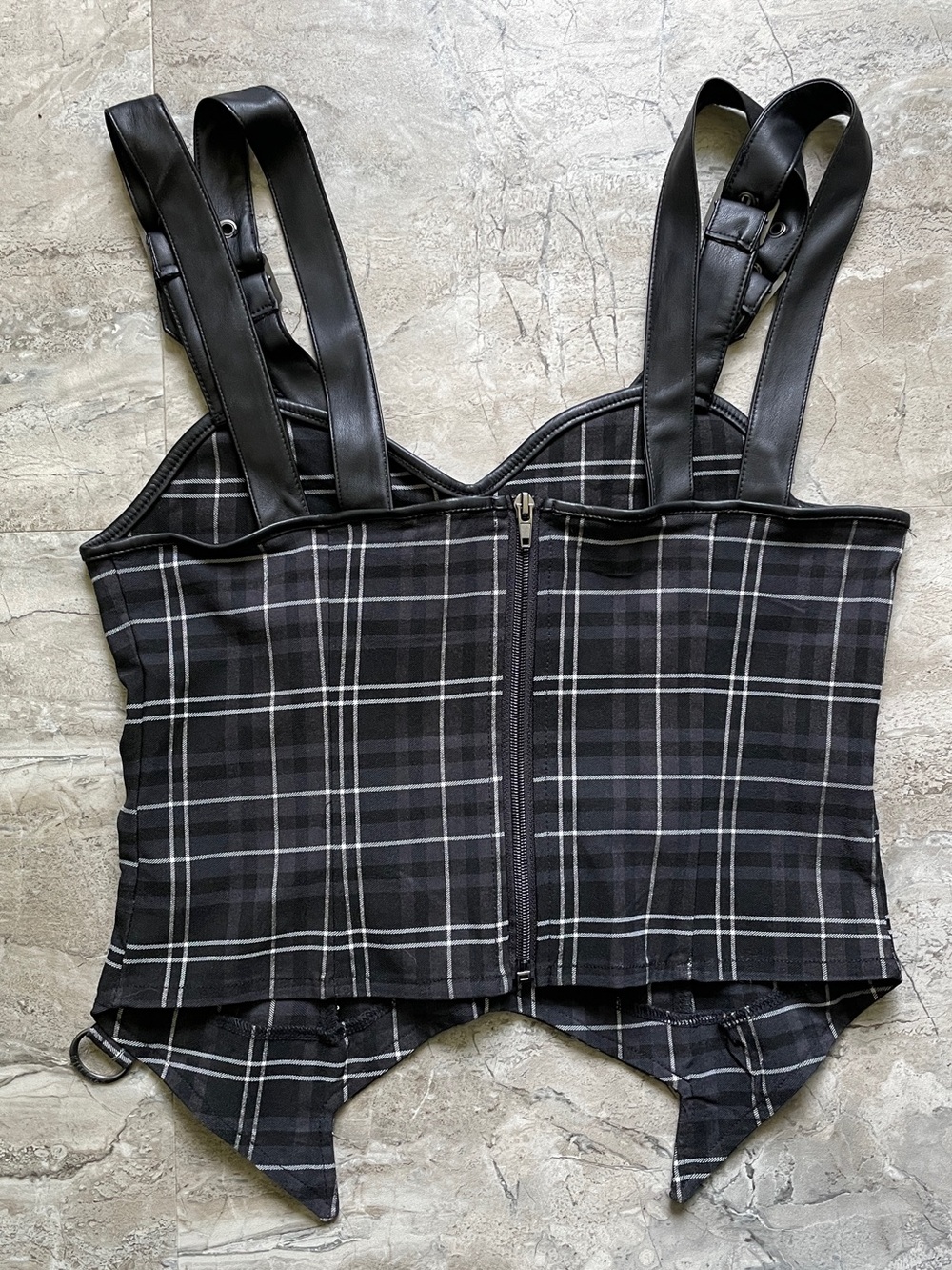 Killstar Black Plaid Gothic Harness Corset Top - Picture 4 of 8